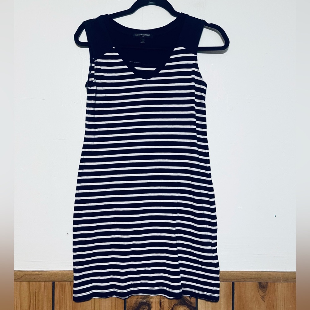 Banana Republic Navy and White Striped Mini Dress
